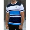 image:imageFloerns Mens Striped Print Color Block Short Sleeve T Shirt Crewneck Summer Tee ShirtsBlue Multi