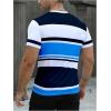 image:imageFloerns Mens Striped Print Color Block Short Sleeve T Shirt Crewneck Summer Tee ShirtsBlue Multi