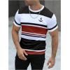 image:imageFloerns Mens Striped Print Color Block Short Sleeve T Shirt Crewneck Summer Tee ShirtsRed Multi