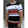 image:imageFloerns Mens Striped Print Color Block Short Sleeve T Shirt Crewneck Summer Tee ShirtsRed Multi