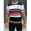 image:imageFloerns Mens Striped Print Color Block Short Sleeve T Shirt Crewneck Summer Tee ShirtsRed Multi