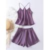 image:imageFloerns Womens 2 Piece Pajama Sets Satin Sleeveless V Neck Cami Top and Shorts Pj SetsPurple