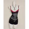 image:imageFloerns Womens 2 Piece Sheer Mesh Spaghetti Strap Y2k Cami Top with Lace BraletteBlack