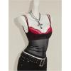 image:imageFloerns Womens 2 Piece Sheer Mesh Spaghetti Strap Y2k Cami Top with Lace BraletteBlack