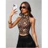 image:imageFloerns Womens Animal Print Sleeveless Halter Top Western Cowgirls Y2k Tank TopBrown Leopard
