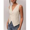 image:imageFloerns Womens Casual Sleeveless Wrap Tie Side Tank Top V Neck Going Out Vest ShirtsApricot