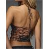 image:imageFloerns Womens Cheetah Print Draped Halter Top Backless Sleeveless Party Tank TopsBrown Multi