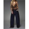 image:imageFloerns Womens Cheetah Print Draped Halter Top Backless Sleeveless Party Tank TopsBrown Multi