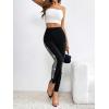 image:imageFloerns Womens Colorblock High Waist Contrast Sequin Leggings Running Yoga Workout PantsBlack