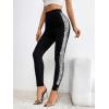 image:imageFloerns Womens Colorblock High Waist Contrast Sequin Leggings Running Yoga Workout PantsBlack