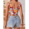 image:imageFloerns Womens Floral Tie Shoulder Corset Top Summer V Neck Hanky Hem Crop Tank Top