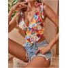 image:imageFloerns Womens Floral Tie Shoulder Corset Top Summer V Neck Hanky Hem Crop Tank Top