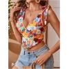 image:imageFloerns Womens Floral Tie Shoulder Corset Top Summer V Neck Hanky Hem Crop Tank Top