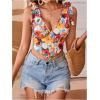 image:imageFloerns Womens Floral Tie Shoulder Corset Top Summer V Neck Hanky Hem Crop Tank Top