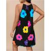 image:imageFloerns Womens Plus Size Boho Floral Halter Dress A Line Vacation Short DressesBlack Multi