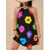 image:imageFloerns Womens Plus Size Boho Floral Halter Dress A Line Vacation Short DressesBlack Multi