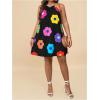 image:imageFloerns Womens Plus Size Boho Floral Halter Dress A Line Vacation Short DressesBlack Multi