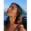 image:imageFloerns Womens Sequin Mesh Sheer Bandana Square Head Scarves Hair Wrap Neck Glitter Head ScarfDark Green Rhinestone