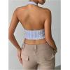 image:imageFloerns Womens Y2k Striped Tie Front Halter Tops Backless Going Out Tank TopsBlue