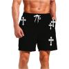 image:imageFloerns Mens Cross Print Track Shorts Drawstring Waist Athletic Casual ShortsBlack