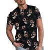 image:imageFloerns Mens Floral Print Short Sleeve Crew Neck Casual Tee Shirt TopsBlack Flower