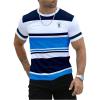 image:imageFloerns Mens Striped Print Color Block Short Sleeve T Shirt Crewneck Summer Tee ShirtsBlack and Blue