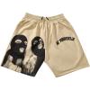 image:imageFloerns Mens Summer Letter Graphic Print Shorts Drawstring Elastic Waist Casual Track ShortsKhaki