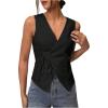 image:imageFloerns Womens Casual Sleeveless Wrap Tie Side Tank Top V Neck Going Out Vest ShirtsBlack