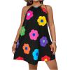 image:imageFloerns Womens Plus Size Boho Floral Halter Dress A Line Vacation Short DressesBlack Multi