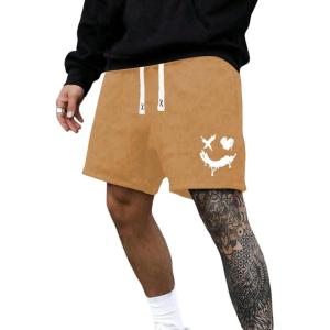 image:imageFloerns Mens Loose Fit Cartoon Graphic Drawstring Elastic Waist Shorts Casual Going Out Track ShortsApricot