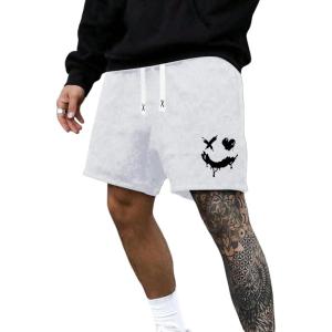 image:imageFloerns Mens Loose Fit Cartoon Graphic Drawstring Elastic Waist Shorts Casual Going Out Track ShortsWhite