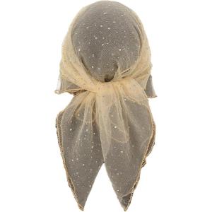 image:imageFloerns Womens Sequin Mesh Sheer Bandana Square Head Scarves Hair Wrap Neck Glitter Head ScarfBeige Champagne Rhinestone