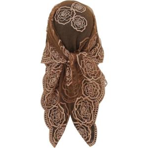 image:imageFloerns Womens Sequin Mesh Sheer Bandana Square Head Scarves Hair Wrap Neck Glitter Head ScarfBrown Sheer