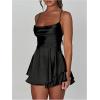 image:imageFloerns Womens Backless Stain Spaghetti Strap Cowl Neck Bodycon Mini Party Cami DressBlack