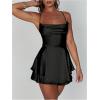 image:imageFloerns Womens Backless Stain Spaghetti Strap Cowl Neck Bodycon Mini Party Cami DressBlack