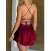 image:imageFloerns Womens Backless Stain Spaghetti Strap Cowl Neck Bodycon Mini Party Cami DressBurgundy