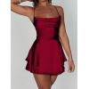 image:imageFloerns Womens Backless Stain Spaghetti Strap Cowl Neck Bodycon Mini Party Cami DressBurgundy