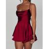image:imageFloerns Womens Backless Stain Spaghetti Strap Cowl Neck Bodycon Mini Party Cami DressBurgundy