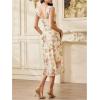 image:imageFloerns Womens Elegant Floral Midi Dress Sleeveless Formal Wedding Guest DressesApricot