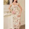 image:imageFloerns Womens Elegant Floral Midi Dress Sleeveless Formal Wedding Guest DressesApricot