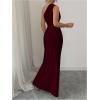 image:imageFloerns Womens Elegant One Shoulder Maxi Dress Fishtail Bodycon Formal Wedding Guest DressesBurgundy