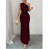 image:imageFloerns Womens Elegant One Shoulder Maxi Dress Fishtail Bodycon Formal Wedding Guest DressesBurgundy