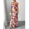image:imageFloerns Womens Floral Sleeveless Cami Maxi Dress Elegant Criss Cross Draped Cocktail DressesPink Multi