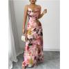 image:imageFloerns Womens Floral Sleeveless Cami Maxi Dress Elegant Criss Cross Draped Cocktail DressesPink Multi