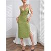 image:imageFloerns Womens Wrap V Neck Cami Dress Sleeveless Tie Shoulder Split Bodycon Midi DressesLime Green