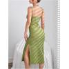 image:imageFloerns Womens Wrap V Neck Cami Dress Sleeveless Tie Shoulder Split Bodycon Midi DressesLime Green