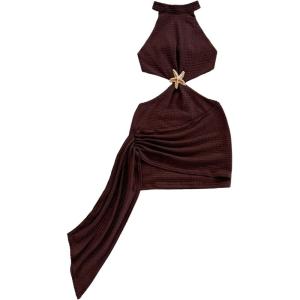 image:imageFloerns Womens Cut Out Halter Neck Mini Dress Tie Backless Beach Vacation Bodycon DressesBrown