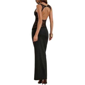 image:imageFloerns Womens Night Out Lace Dress Sleeveless Open Back Party Bodycon Maxi DressesBlack