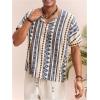 image:imageFloerns Mens Boho Geo Print Short Sleeve Shirts Drop Shoulder Summer Casual Shirt Top