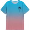 image:imageFloerns Mens Hawaiian Summer Beach Vacation Causal T Shirts Ombre Tropical Print Crewneck Short Sleeve Tee Shirts TopsBlue Pink